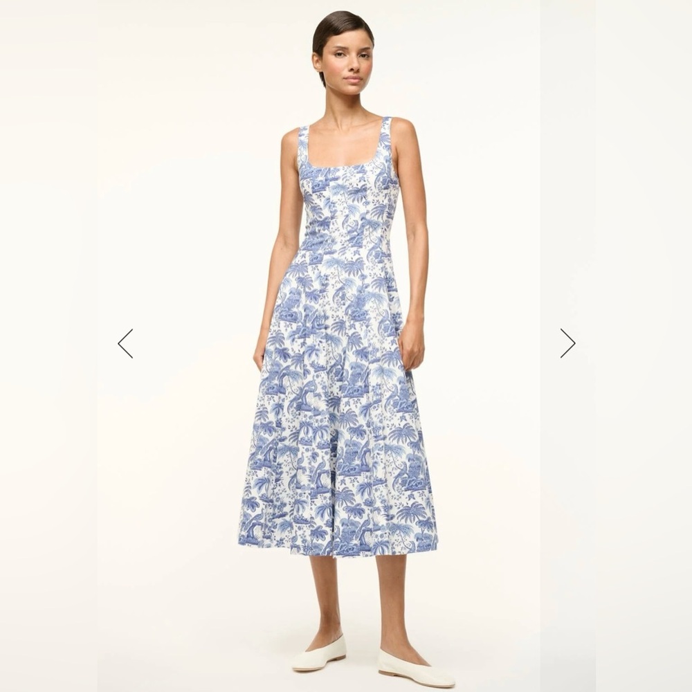 Brand New Never Worn - STAUD - Wells Printed Poplin Dress - Blue Toile - Size 0